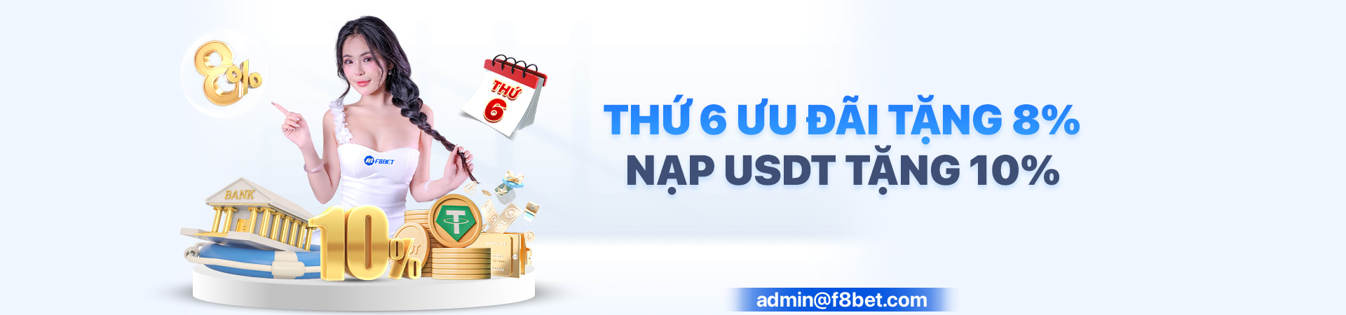Banner khuyến mãi F8bet - thứ 6 ưu đãi nạp usdt